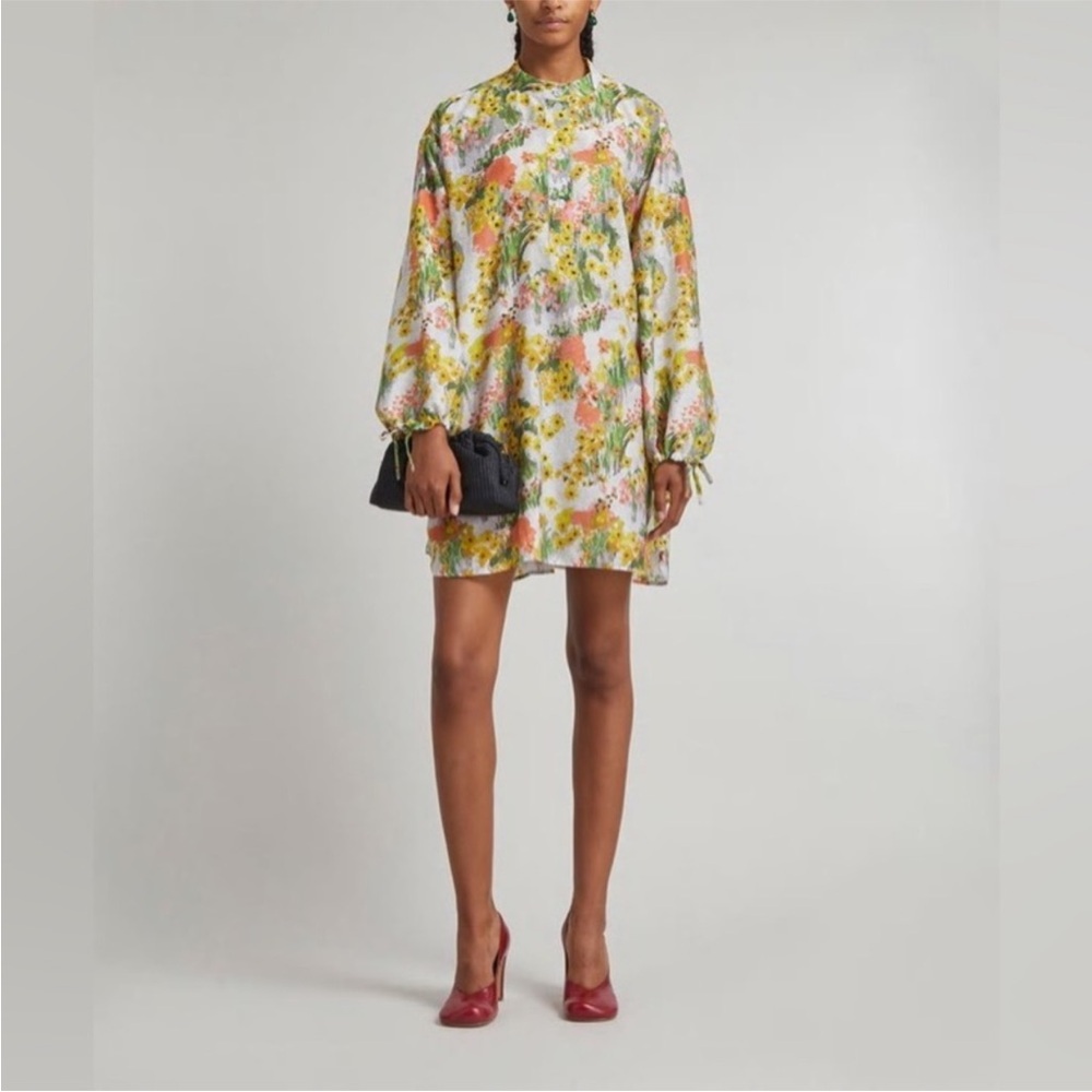 STINE GOYA Neva Floral-Print Woven Mini Shirt Short Dress Large